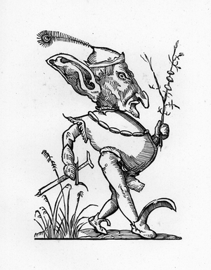 Quaresmeprenant (geant obtus de l'epoque medievale) - engraving of 1823 in “” Songes drolatiques de Pantagruel”” by Francois Rabelais (1494-1553) - (The Capricious Dreams of Pantagruel) - Private collection