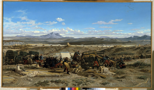 Camp up at noon. Painting by Emile Loubon (1809-1863). Oil on canvas. Musee Granet, Aix en provence