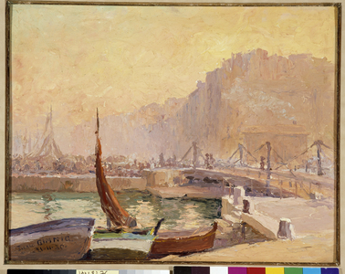 Small bridge on the canal dock in Marseille Painting by Pierre Gimnig (20th century) 1930 Mandatory mention: Collection fondation regards de Provence, Marseille DR
