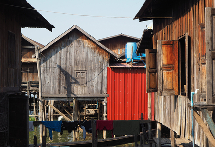 Myanmar - Burma: Inle Lake, Shan State. House on stilts. The height of the stilts corresponds to the height of the water during the monsoon, June to October