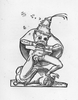 Panurge or Cardinal of Lorraine (John III of Lorraine or Guise, 1498-1550) - engraving of 1823 in “” Drolatic Songes de Pantagruel”” by Francois Rabelais (1494-1553) - (The Capricious Dreams of Pantagruel) - Private collection