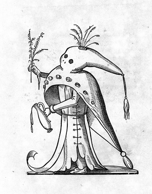 Maistre (maitre) Editue, sacristain - engraving of 1823 in “” Songes drolatiques de Pantagruel”” by Francois Rabelais (1494-1553) - (The Capricious Dreams of Pantagruel) - Private collection