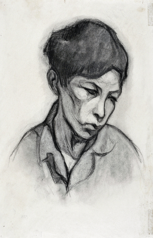 Eude d'homme inconnu. Drawing by Andre Marchand (1907-1997). Charcoal on paper. Dim : 48,2x31,2cm. Musee Granet, Aix en Provence.