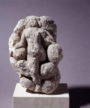Mithra's birth. Gallo-Roman Art (Roman Gallo or Galloromain), 2nd-3rd century AD. Dim: 25x20x10cm. Limestone. Musee de l'hospice Saint-Roch, Issoudun. Mandatory mention