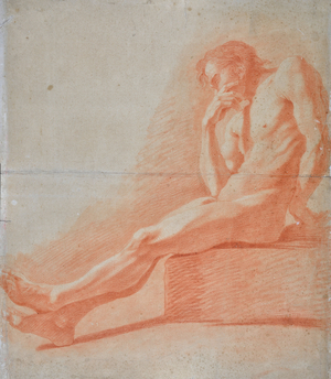 Academic Nude Seated Man Anonymous (drawing)