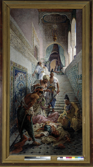 A drama in the serail, (oil on canvas)
