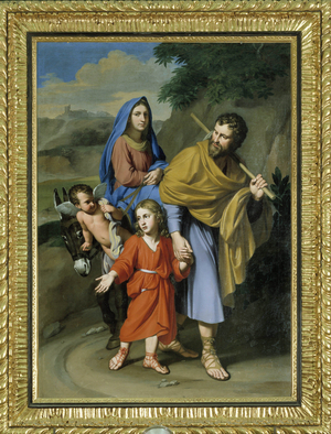 The flight in Egypt Painting by Reynaud Levieux (1613-1694) 17th century. Cathedrale Saint Maurice de Caromb (Vaucluse)
