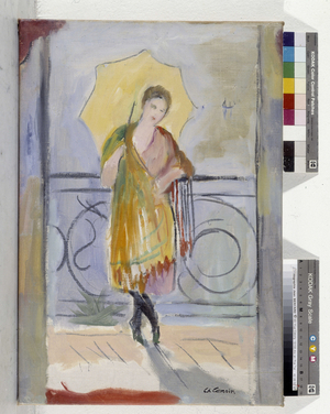 Lola has the yellow umbrella, 1920 (oil on canvas)