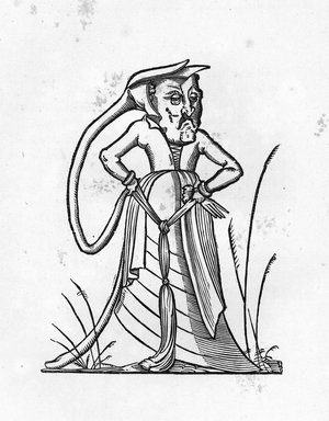 Niphlaseth - engraving of 1823 in “” Drolatic Songes de Pantagruel”” by Francois Rabelais (1494-1553) - (The Capricious Dreams of Pantagruel) - Private collection