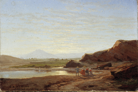 Pecheurs in the vicinity of Toulon Painting by Louis Edouard Cauvin (1816-1900) 1869 Mandatory mention: Collection fondation regards de Provence, Marseille