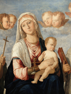 The Virgin and Child between Saint John the Baptist and Saint Francois detail (painting)