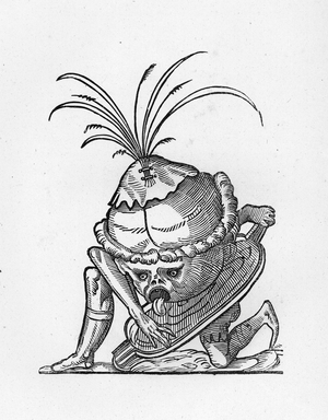 Manduce - engraving of 1823 in “” Songes drolatiques de Pantagruel”” by Francois Rabelais (1494-1553) - (The Capricious Dreams of Pantagruel) - Private collection