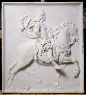 Low relief representing Louis XIV (1638-1715) on horse (sculpture)