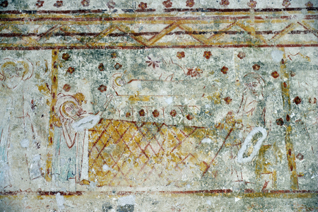 Nativite Fresco of the 14th century Church of Saint Peter (Saint-Pierre) Landes (17380), Charente-Maritime