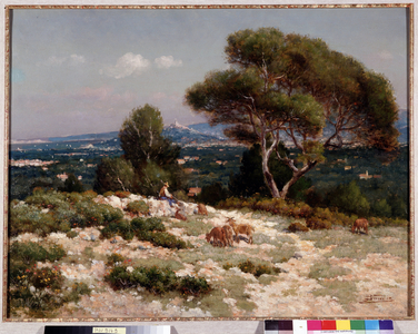 Shepherds on the heights of Saint Loup in Marseille Painting by Jean Baptiste Baudin (1856-1922)