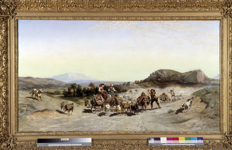 La Montagne sainte Victoire et les transhumances Painting by Emile Loubon (1809-1863) 1847 Dim. 71x132 cm.