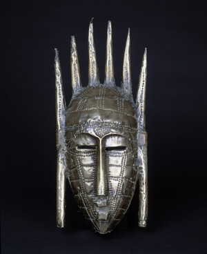Primitive art: Mask Marka n'Domo from Mali consists of wood and brave leaves. H. 42 cm Anonymous. Museum of African, Oceanian and Amerindian Arts, Marseille.