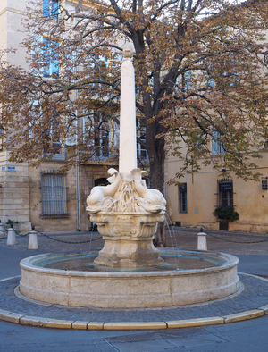 Aix en Provence. Fountain of the Four Dolphins, after restoration.