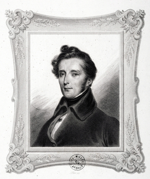 Portrait of Alphonse de Lamartine (1790-1869) French politician and poet Romantic style. Engraving. Dim: 15x11cm. Arbaud Museum