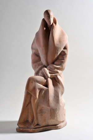 Seated Woman - Sculpture by Chana Orloff (1888-1968), terracotta (65x30x20 cm), between 1925-1950- Musee de l'hospice Saint Roch, Issoudun - Mention obligatoire