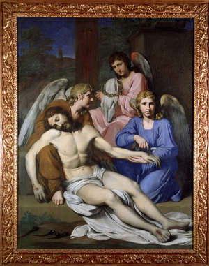 The Deploration of Christ by the Angels Painting by Reynaud Levieux (1613-1694) 1651 Sun. 189x164 cm Musee Municipal de Villeneuve les Aviignons