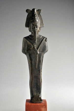 Osiris mumiforme. Statuette. Bronze. Mould (metal). Low Epoque (750-332 BC) Egypt - Dim in cm 18x5,1x3,5 - Inventory number 1991.1.23, Musee d'Archeologie Mediterraneenne, Marseille