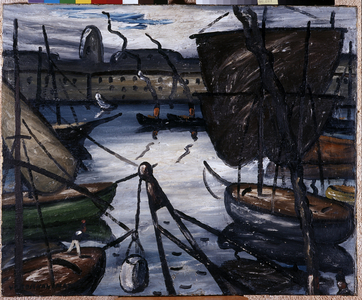 The old port. Painting by Louis Mathieu Verdilhan (Louis-Mathieu Verdilhan, 1875-1928). Oil on canvas. Size: 73x90cm Musee Cantini, Marseille
