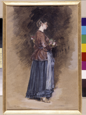 Farmhouse with the basket of flowers (painting)
