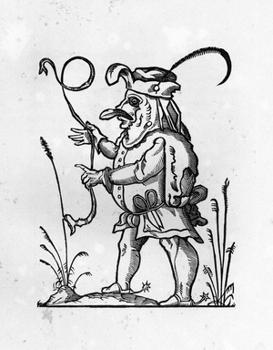 Quaresmeprenant (geant obtus de l'epoque medievale) - engraving of 1823 in “” Songes drolatiques de Pantagruel”” by Francois Rabelais (1494-1553) - (The Capricious Dreams of Pantagruel) - Private collection
