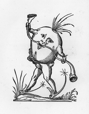 Quaresmeprenant (geant obtus de l'epoque medievale) - engraving of 1823 in “” Songes drolatiques de Pantagruel”” by Francois Rabelais (1494-1553) - (The Capricious Dreams of Pantagruel) - Private collection