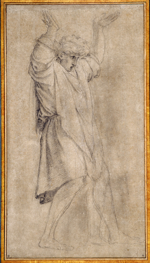 Study for Marcus Curtius, legendary figure of Ancient Rome, 17th century (drawing)