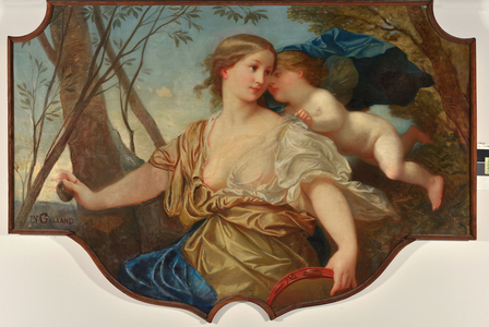 Spring or harmony inspired by Love. Artwork by Pierre Victor Galland (1822-1892), 98x142 cm, 1863. Painting formerly exhibited at Villa Valmante in Marseille