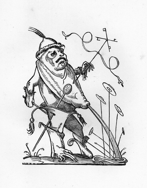 Jules II (1443-1513) - engraving of 1823 in “” Drolatiques Songes de Pantagruel”” by Francois Rabelais (1494-1553) - (The Capricious Dreams of Pantagruel) - Private collection