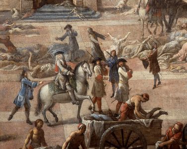 View of the Town Hall (of Marseille) during the plague of 1720, (detail) 1721 (oil on canvas)