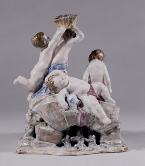Statuary group of children harvesters - Table element with round putti, 18th century (porcelain)