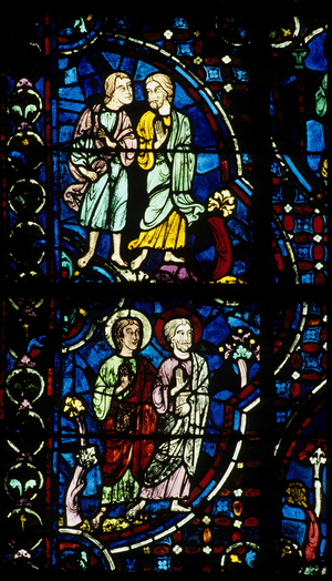 Gothic architecture. History of the Apotres. Stained glass of the Choeur. Cathedrale de Chartres.
