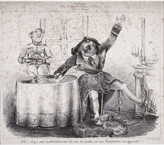 Ah!!! there is a curse on the poet's life, and a curse on his grave!!!. One of Felix Tournachon's first drawings appeared in “La Vogue, industrial, artistic and literary magazine”, 1837 (lithograph)