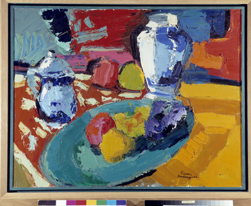 Nature morte a l'assiette verte et aux pots bleus (painting)