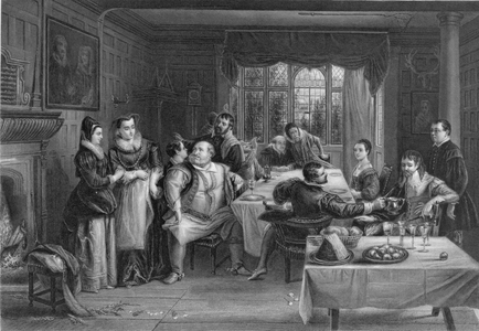 Falstaff and his Friends, engraved by William Greatbach (b.1802) (engraving)