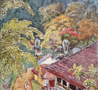 View at Kandy, Ceylon (litho)