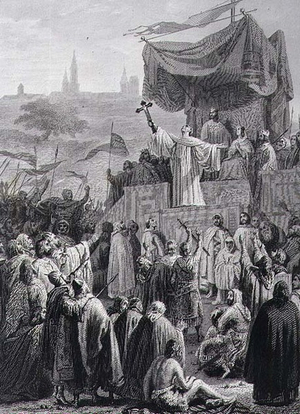Preaching the Second Crusade, engraved by Alexandre Marie Colin (1798-1875) (engraving)