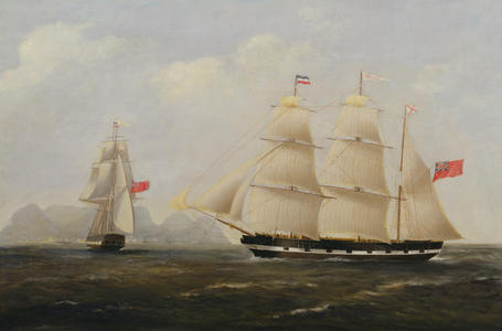 The Rambler off Table Mountain, Cape Town, c.1865 (oil on board)