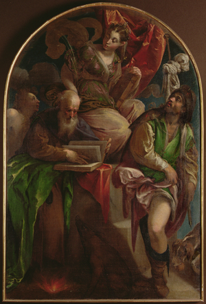 St. Justina of Padua Enthroned with St. Sebastian, St. Anthony Abbot and St. Roch, c.1557-60 (oil on canvas)