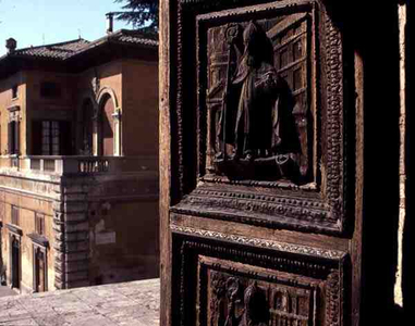 A Carved Panel from the Duomo Door, Todi, Umbria, Italy (photo)