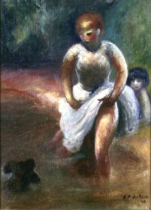 Two Girls and a Dog, 1934 (oil on canvas)