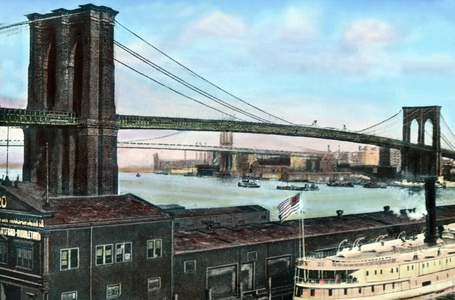 United States of America, the Brooklyn Bridge in New York. Image date: circa 1910. Carl Simon Archive