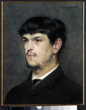 Portrait of the French composer Claude Debussy (1862-1918) Black stone and pastel, 1884 (pastel)