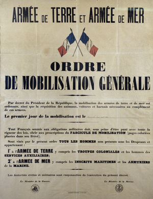 First World War: General Mobilization Order August 2, 1914. 20th century poster, 1914 (print)