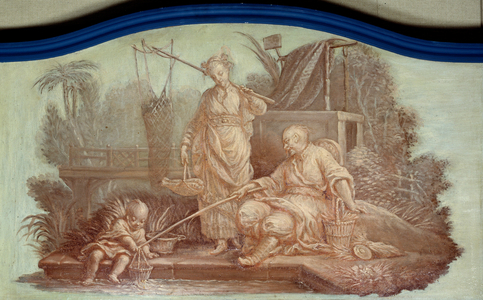 Chinoiserie: Scene of fishing in China, 1743 (drawing)