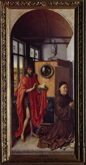 Saint John the Baptist and the Franciscan brother Henri de Werl Wood (oil on canvas)